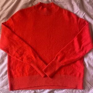 Everlane square cropped mockneck cashmere sweater, red XS